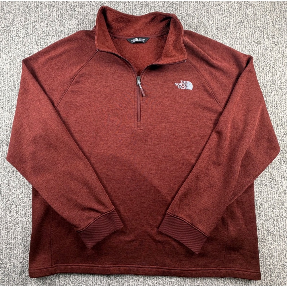 The North Face Pullover Men XXL Burgundy Heather Quarter Zip Fleece Raglan
